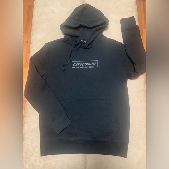 Aeropostale Other - Aeropostale Mens Black Script Embroidered LS Pullover Hoodie NEW Size Small